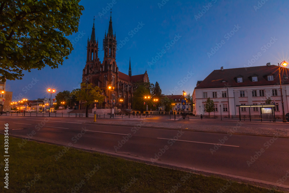 gothic catholic church at dawn
