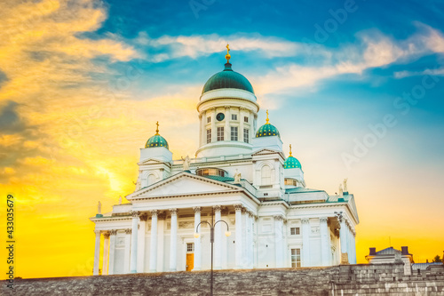 Helsinki Cathedral, Helsinki, Finland. Summer Sunset Evening