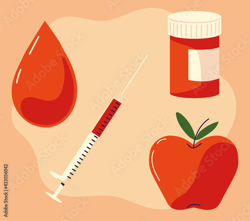 diabetes icons set