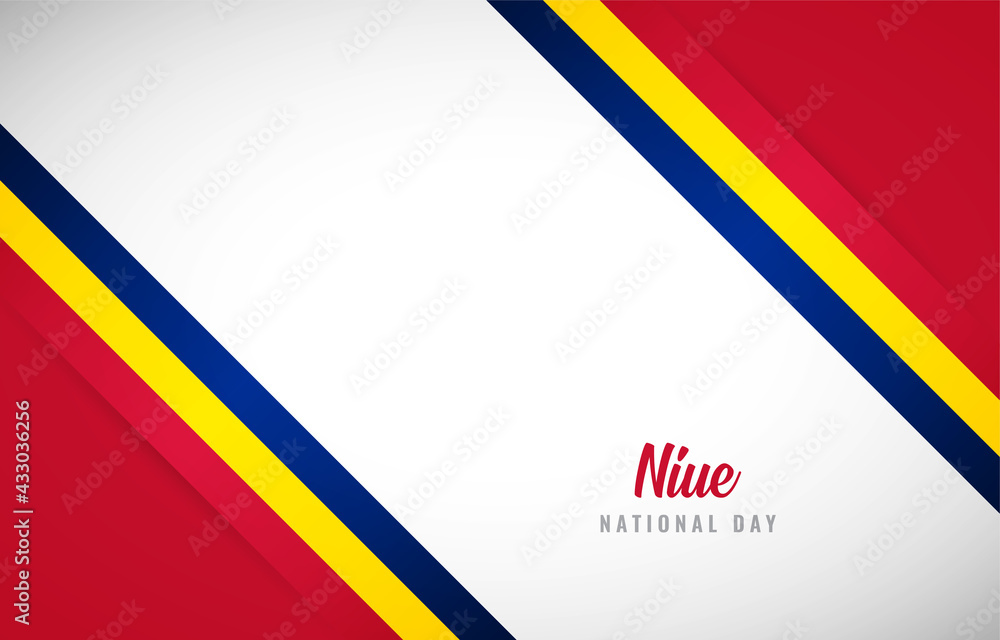 Happy national day of Niue with Creative Niue national country flag greeting background Happy national day of Niue with Creative Niue national country flag greeting background