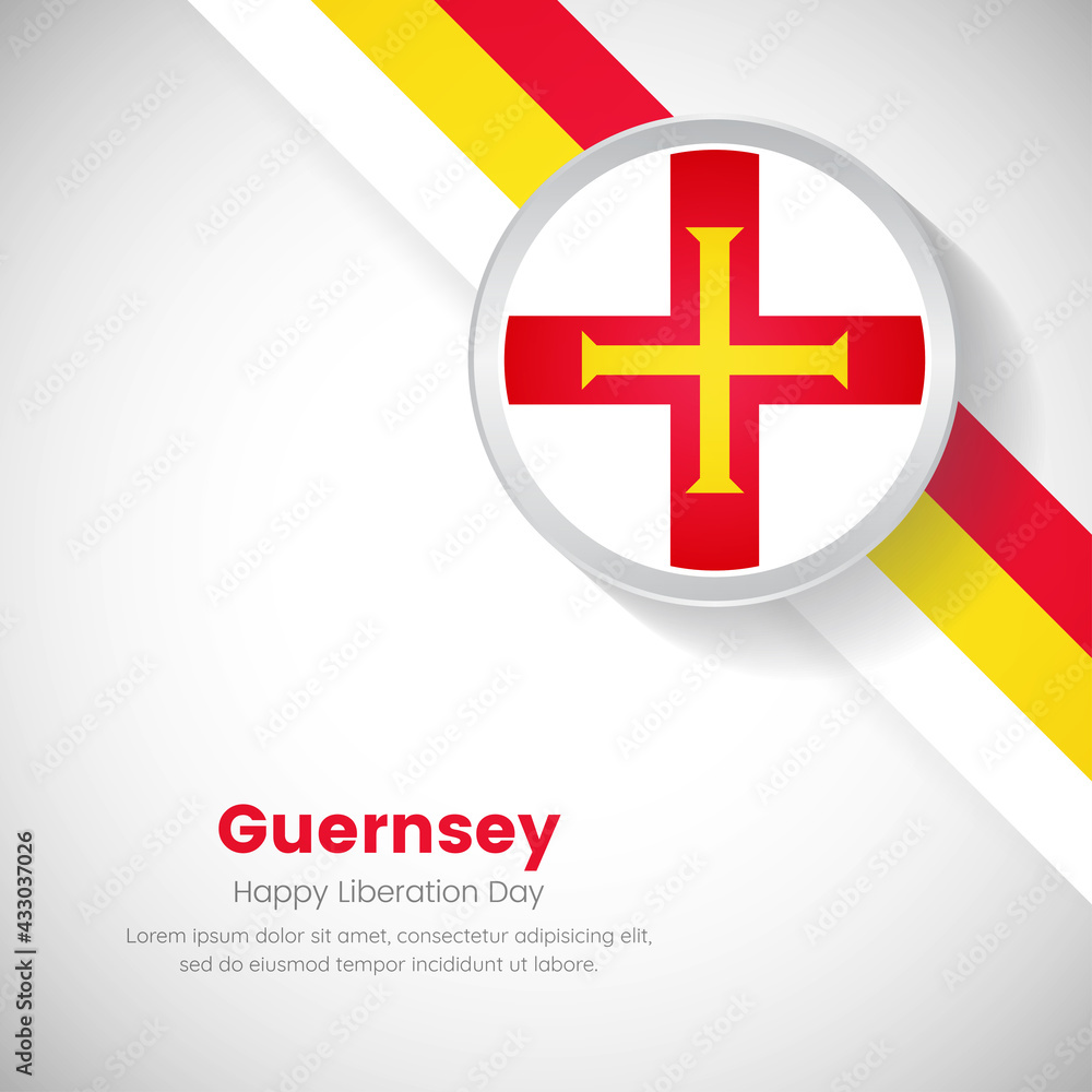 Creative Guernsey national flag on circle. Liberation day of Guernsey country with classic background Creative Guernsey national flag on circle. Liberation day of Guernsey country with classic background