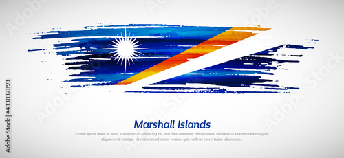 Artistic grungy watercolor brush flag of Marshall Islands country. Happy constitution day background