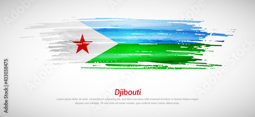 Artistic grungy watercolor brush flag of Djibouti country. Happy independence day background photo