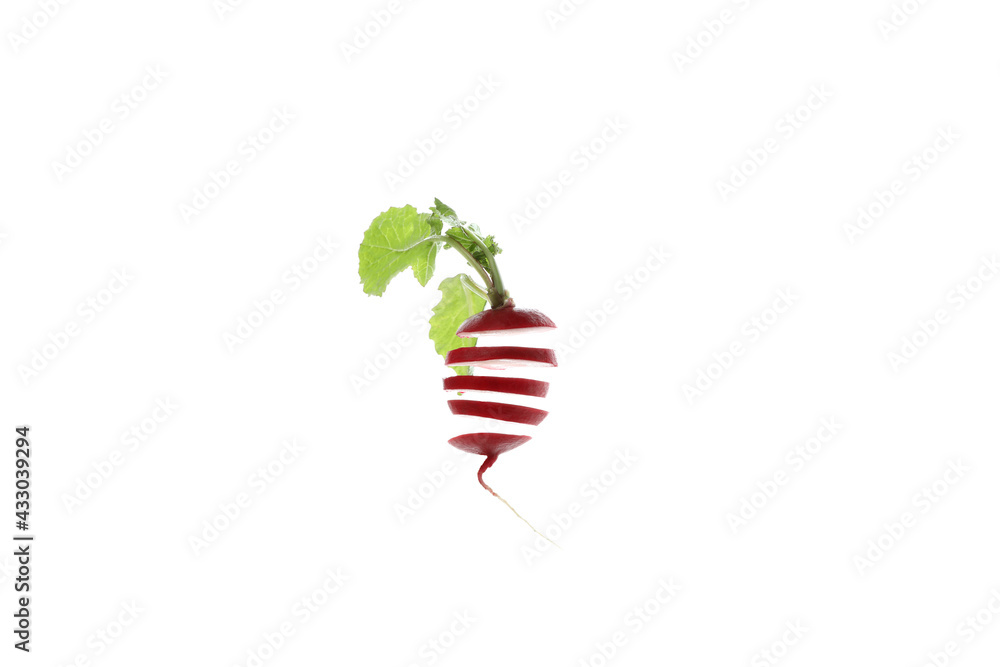 Fresh chopped radish isolated on white background Fresh chopped radish isolated on white background