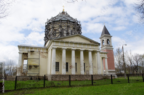 View of the bell-tower and the  Temple of the Presentation of the Lord (Sreteniya) in Bogucharovo Tula region Russia photo