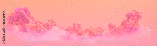 panoramic red sunset cumulus isolated, creative nature 3D illustration