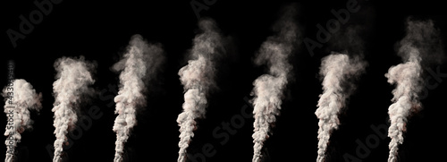 large column of toxic smoke on black isolated, industrial 3D rendering