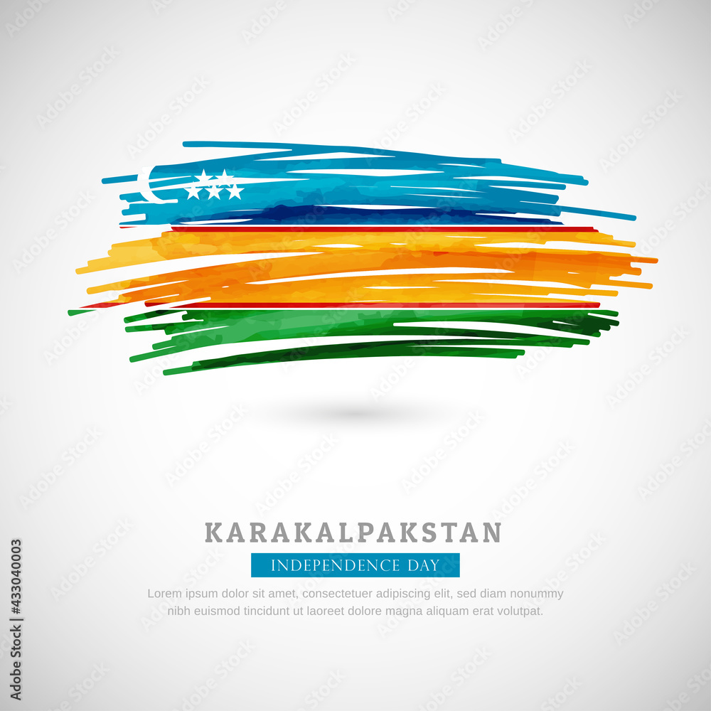 Brush flag of Karakalpakstan country. Happy independence day of Karakalpakstan with grungy flag background Brush flag of Karakalpakstan country. Happy independence day of Karakalpakstan with grungy flag background