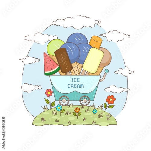 Ice cream cart.