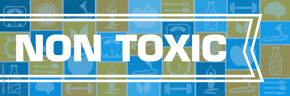 Non Toxic Health Symbols Blue Orange Background Border Text Non Toxic Health Symbols Blue Orange Background Border Text