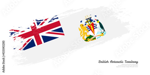 Hand painted brush flag of British Antarctic Territory country with stylish flag on white background