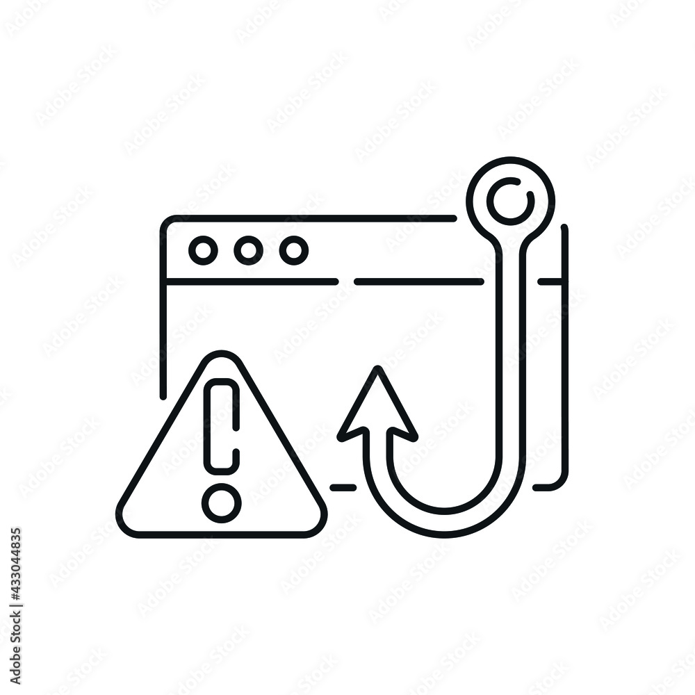 Phishing website linear icon. Hacking. Thin line customizable illustration. Contour symbol. Vector isolated outline drawing. Editable stroke Phishing website linear icon. Hacking. Thin line customizable illustration. Contour symbol. Vector isolated outline drawing. Editable stroke