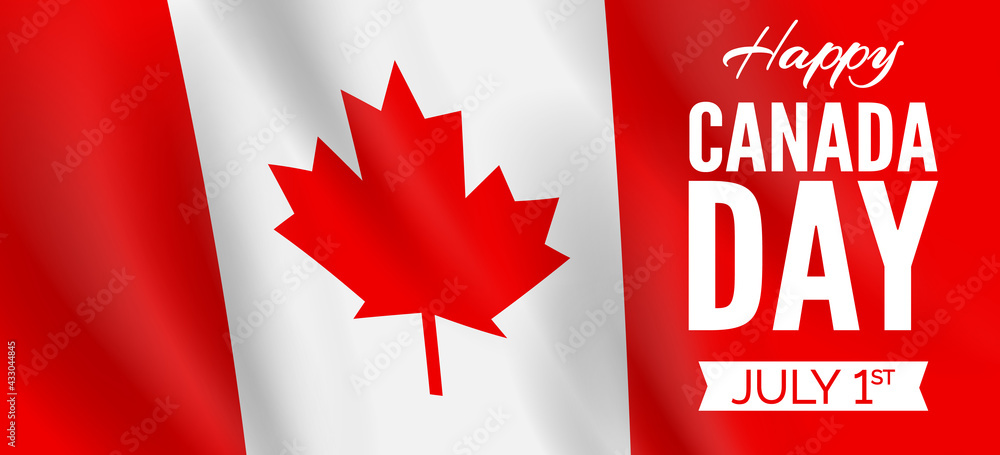 happy canada day banner design with canadian flag vector illustration happy canada day banner design with canadian flag vector illustration
