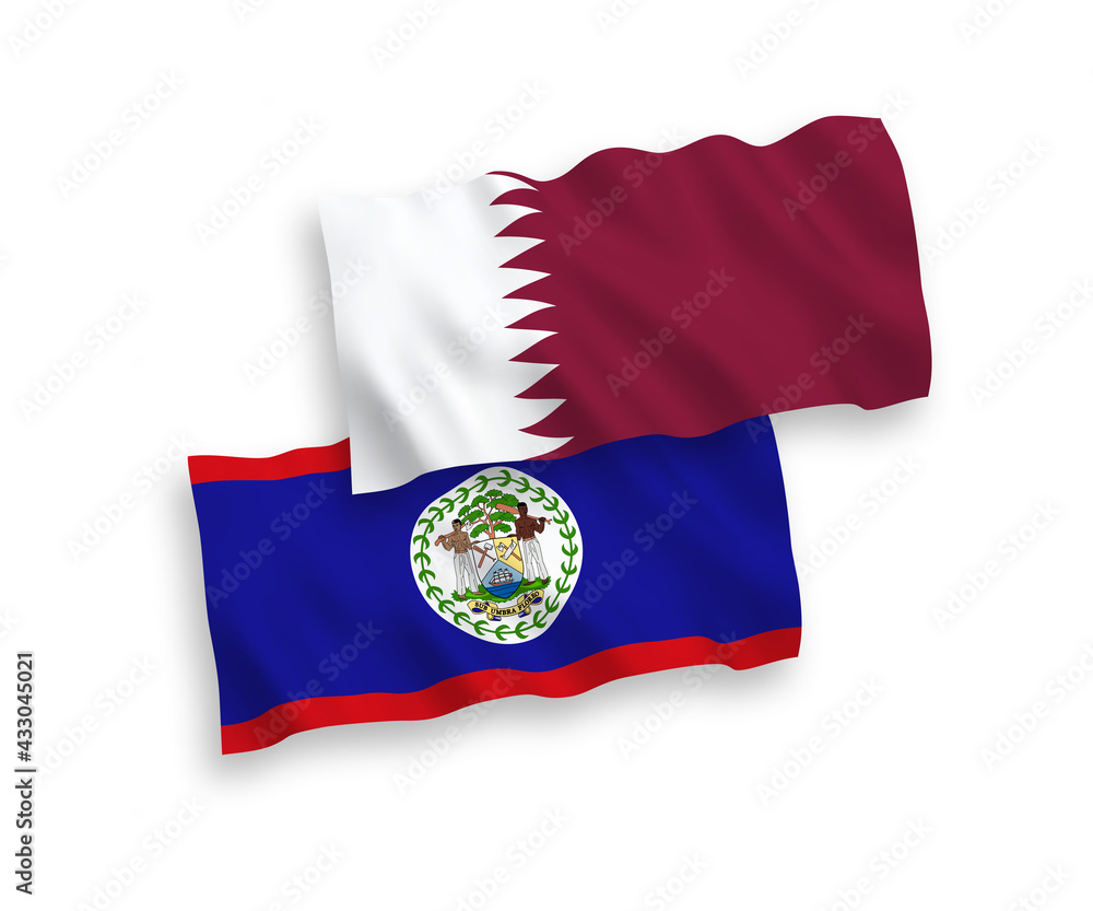 Flags of Belize and Qatar on a white background