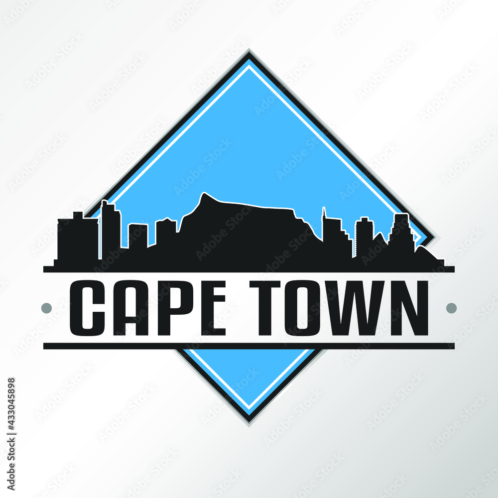 Fototapeta premium Cape Town South Africa Skyline Logo. Adventure Landscape Design Vector Illustration.