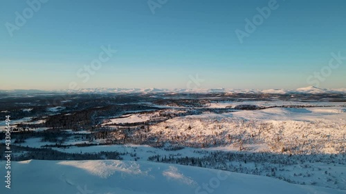 Winter mountain sunset - Jomfruslettfjellet Norway photo