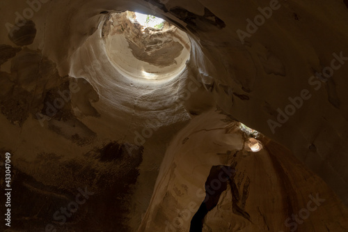 Bell  cave dug at the beginning of the 7th century, used for quarrying stone in Maresha, in Beit Guvrin, Kiryat Gat, in Israel photo