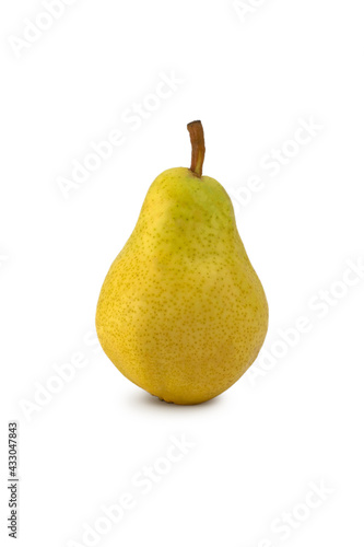 Yellow pear on isolated white background. Fresh fruit.