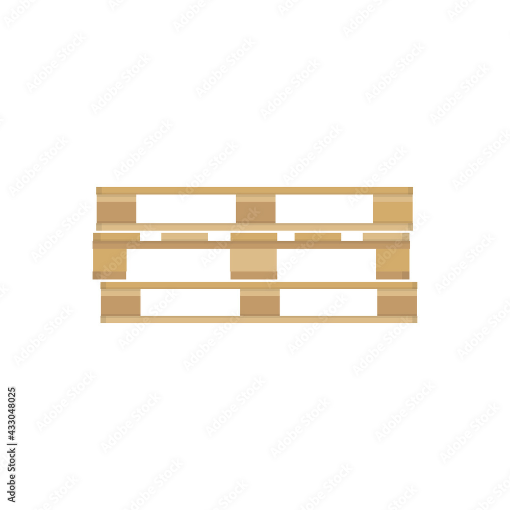 Wooden pallet icons. Cartoon wood pallet isolated on white. Top view