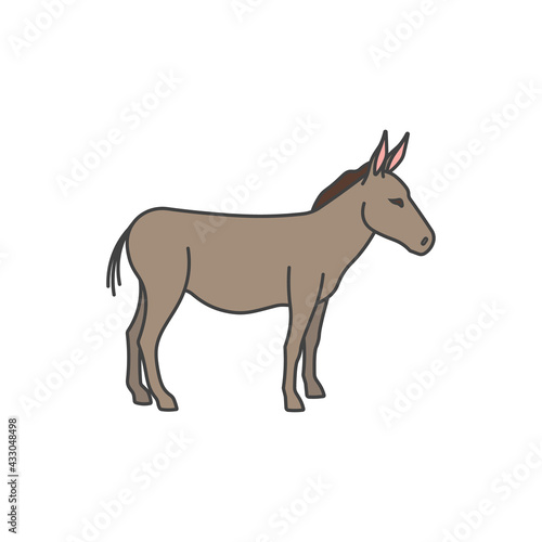 Donkey logo. Abstract drawing of cute animal of livestock. Vector illustration.