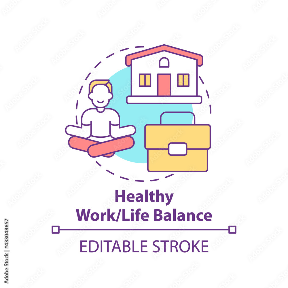 Healthy work-life balance concept icon. Personal value idea thin line ...