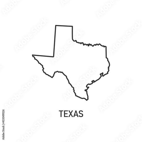 Texas map icon isolated on white background. Vector illustration.
