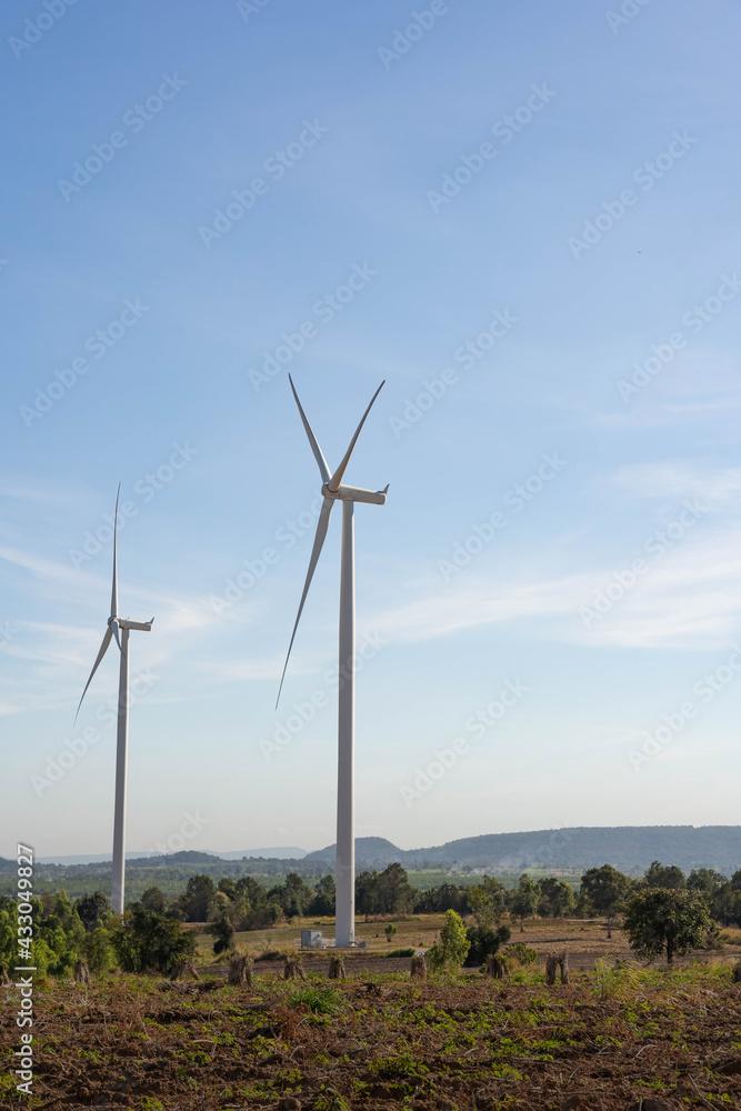 Wind turbines are alternative electricity sources, the concept of sustainable resources, Beautiful sky with wind generators turbines, Renewable energy Wind turbines are alternative electricity sources, the concept of sustainable resources, Beautiful sky with wind generators turbines, Renewable energy