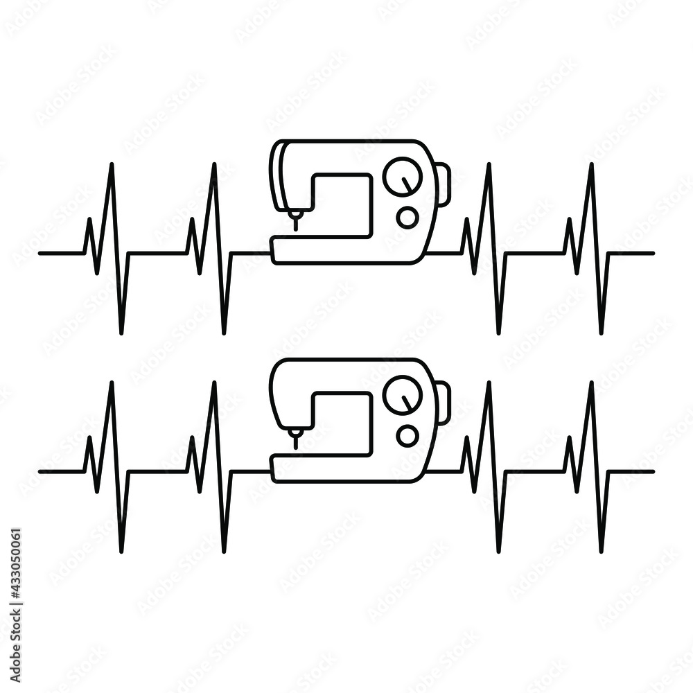 Heartbeat Sewing Machine Vector Illustration