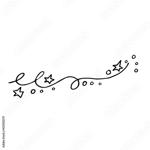 Garland with stars on a white background isolated. The ribbon can be used for the design of postcards, clothing, packaging paper, stickers