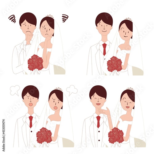 結婚式　日本人　表情セット
