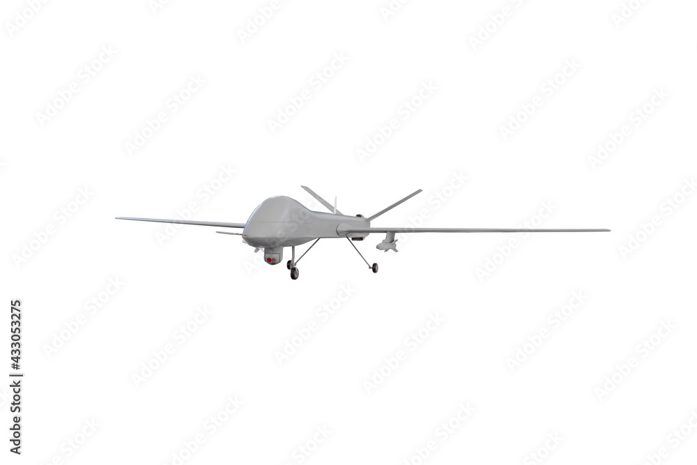 Military combat drone with weapons isolated on white background. Military combat drone with weapons isolated on white background.