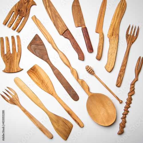 hand carved kitchen tools in the kitchen