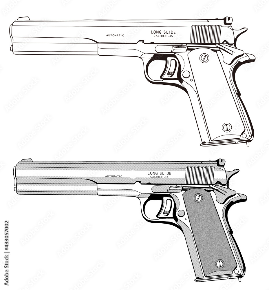 銃 Gun イラスト 45 アメリカ ロングバレル R Stock イラスト Adobe Stock