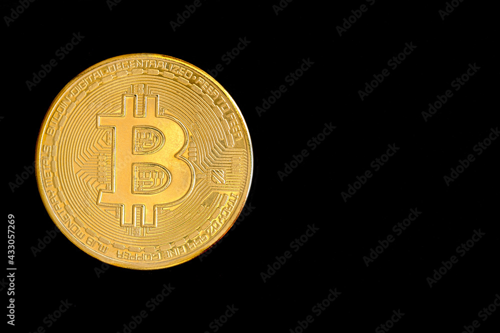 Bitcoin isolated on black background. Bitcoin isolated on black background.