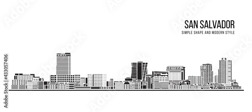 Cityscape Building Abstract Simple shape and modern style art Vector design - San Salvador city