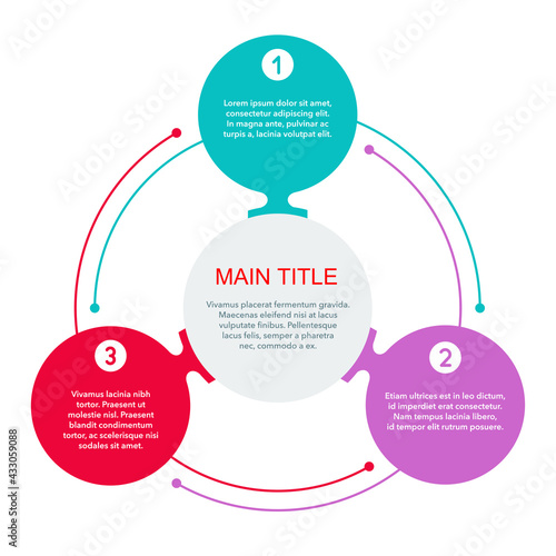 Circular infographic template with 3 steps