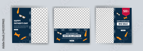 Happy Father's Day. Father's day big sale. Banner vector for social media ads, web ads, business messages, discount flyers and big sale banners.