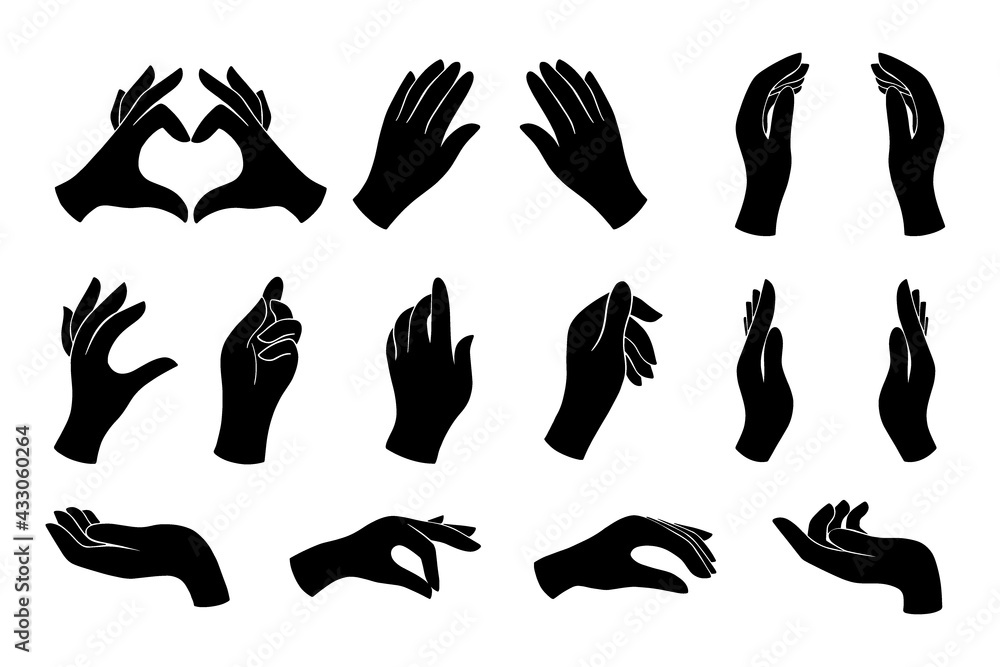 A set of hands with different gestures.