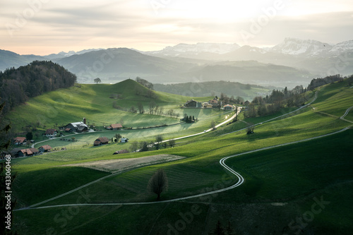 view over Burgistein and Gürbetal on a spring morning © schame87