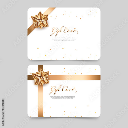 elegant gift voucher with golden ribbon. 3d illustration