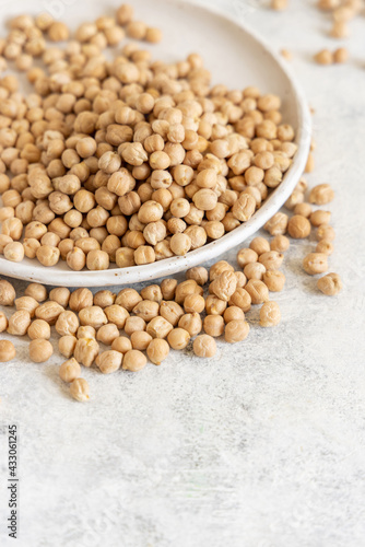 Plate of raw dry chickpea