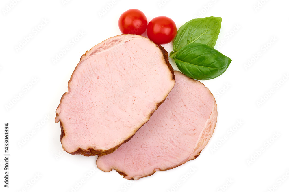 Smoked pork, isolated on white background. High resolution image Smoked pork, isolated on white background. High resolution image