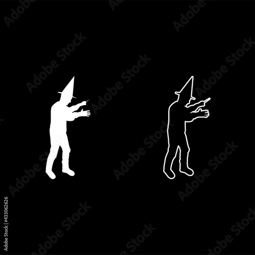 Wizard holds magic wand trick Waving Sorcery concept Magician Sorcerer Fantasy person Warlock man in robe with magical stick Witchcraft in hat mantle Mage conjure Mystery idea Enchantment silhouette 