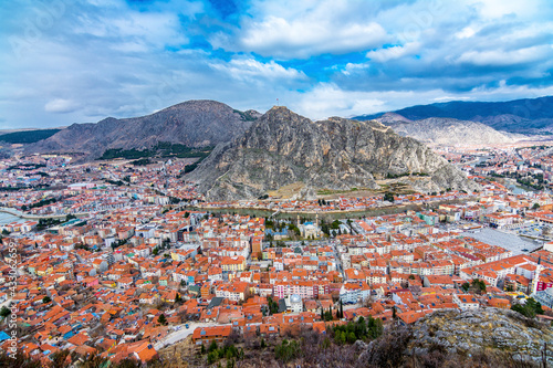 Amasya city overview from mountain in Turkey © nejdetduzen