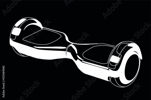 self balancing scooter white on black background