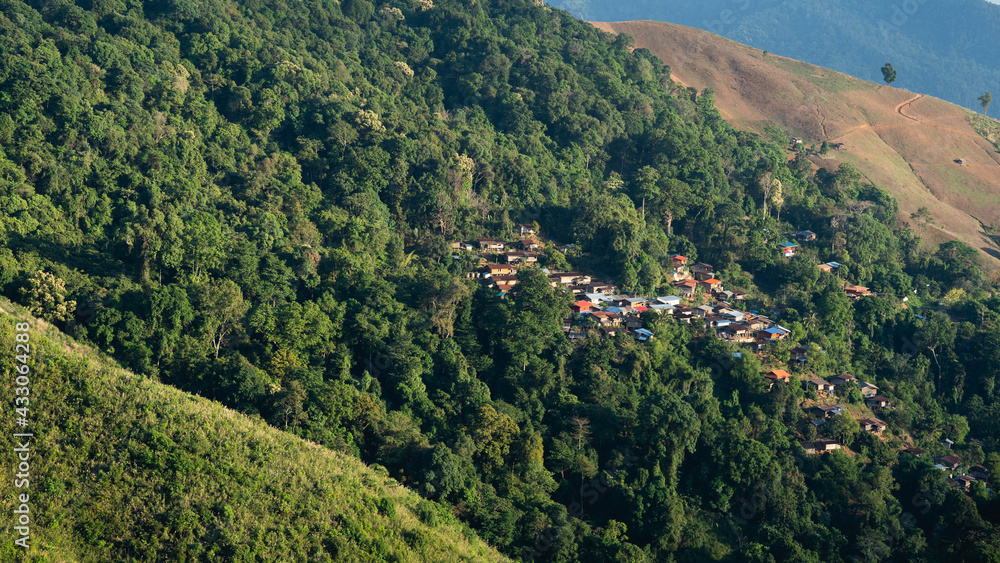 A mountain village with beautiful forest, Pua District, Nan Province, Thailand