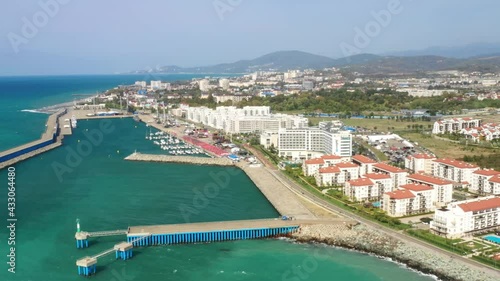 Imeretian yacht port and Adler from above, Sochi, Russia