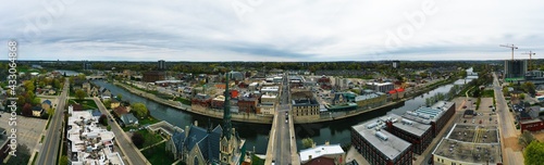 Aerial panorama view of the city of Cambridge  Ontario  Canada