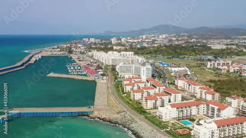 Imeretian yacht port and Adler from above, Sochi, Russia