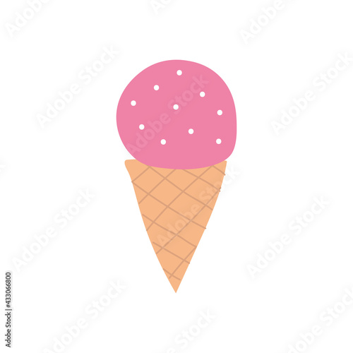 Ice cream elements in a cone.
Sweet summer delicacy with different tastes, isolated popsicle with different topping.Vector illustration for web,design, print.